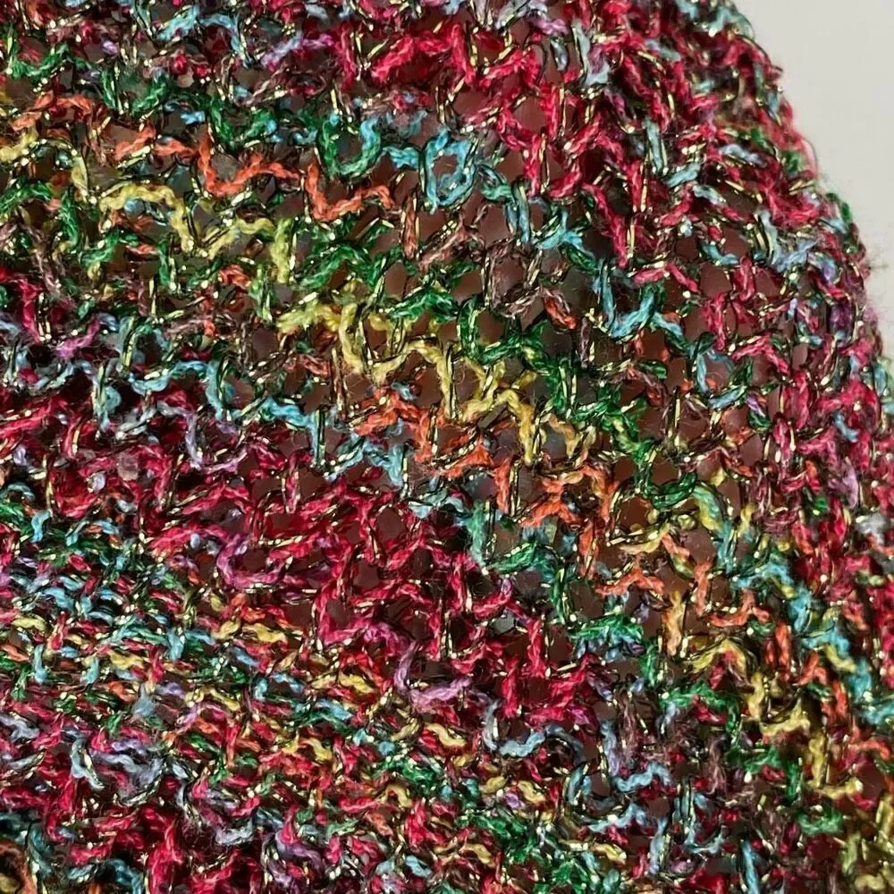 Vintage y2k Kessley Multicolor Rainbow Metallic Bell Sleeve Cardigan Sweater S